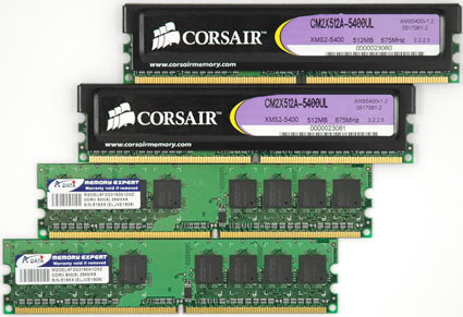 photos of AData and Corsair DIMMs