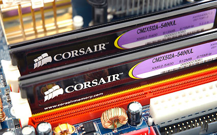 photo of Corsair DIMMs installed in mobo