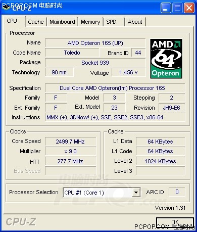 AMD皓龙 144(盒) 新闻 CPU 主频1.8GHz Opte