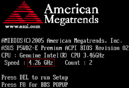 We could boot the system at 4.26 GHz, but the voltage had to be increased to 1.40 V in order to make the setting stable.