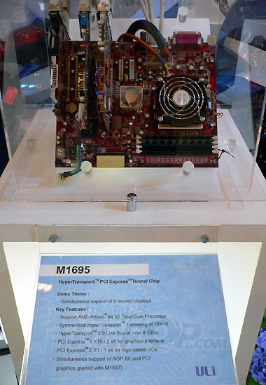 The M1695 Athlon 64 north bridge supports x16 PCI Express graphics. Using the south bridge''s PCI bus, the implementation of an interface similar to AGP is possible.