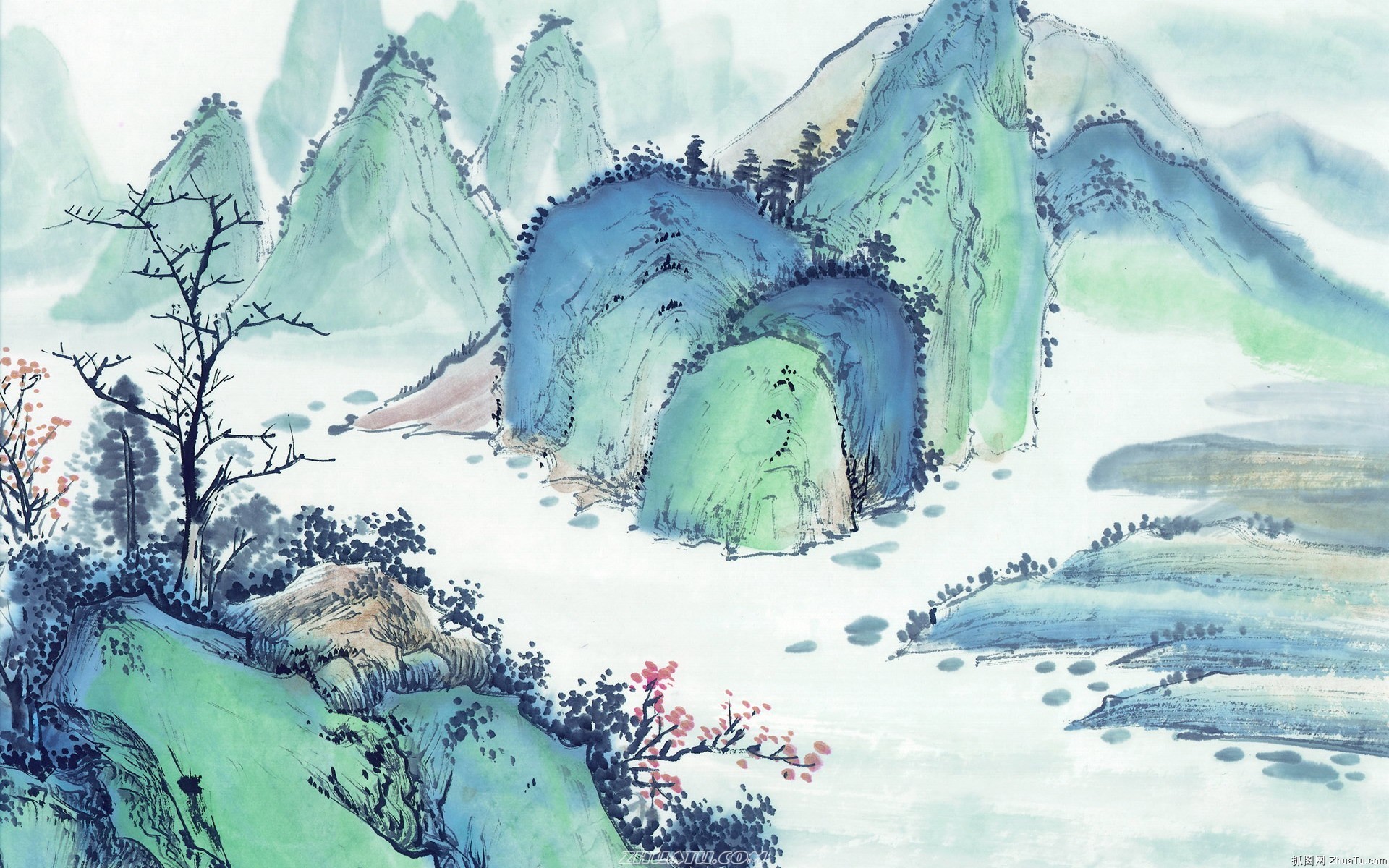 江溪行(组诗)【臧明东《红河谷》绿地文学/情感原创】; 山水画电脑图片